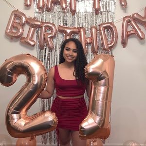 Windsor wine red two piece ruched skirt set